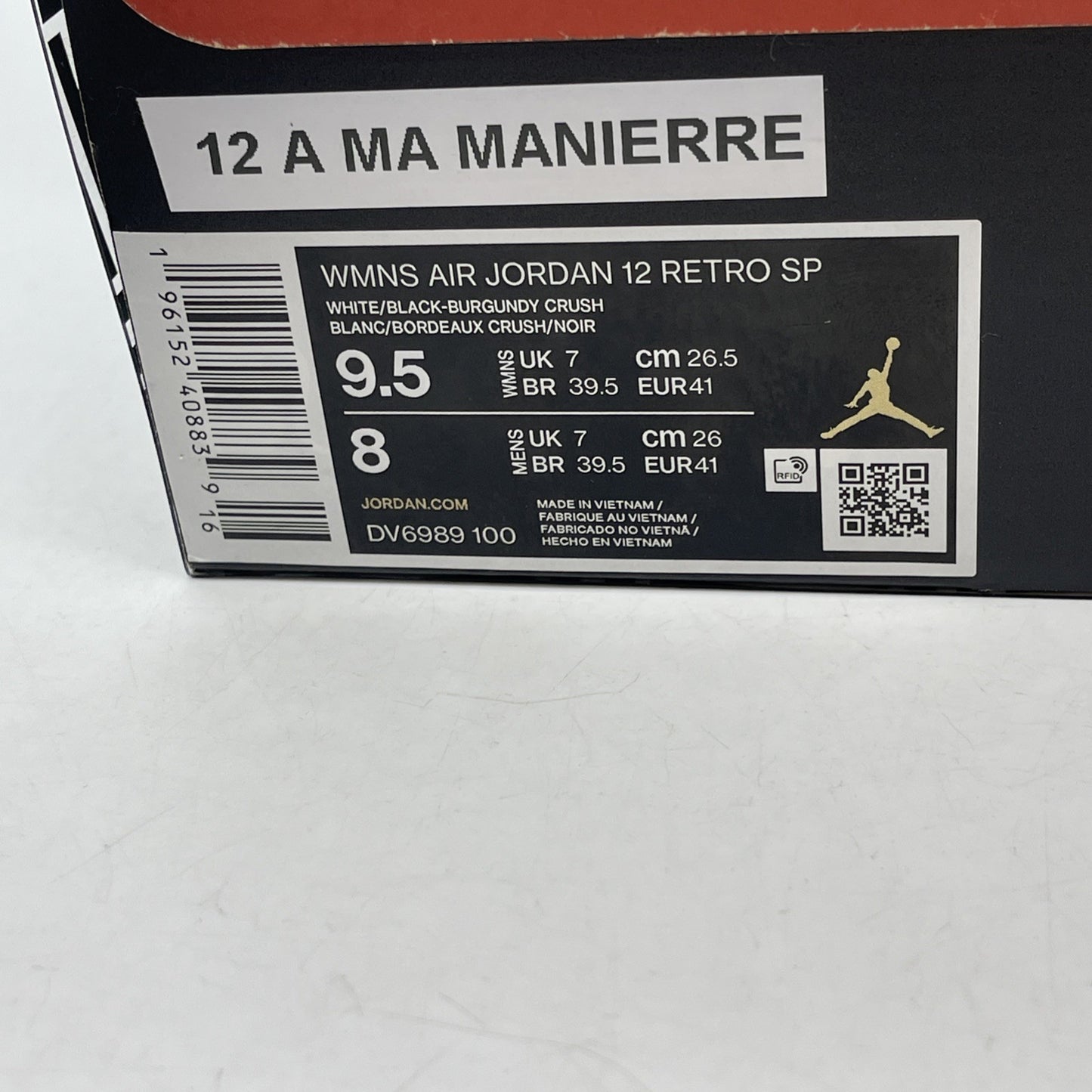 Size 9.5W - Jordan 12 Retro SP x A Ma Maniere Mid White Suede (DV6989-100)