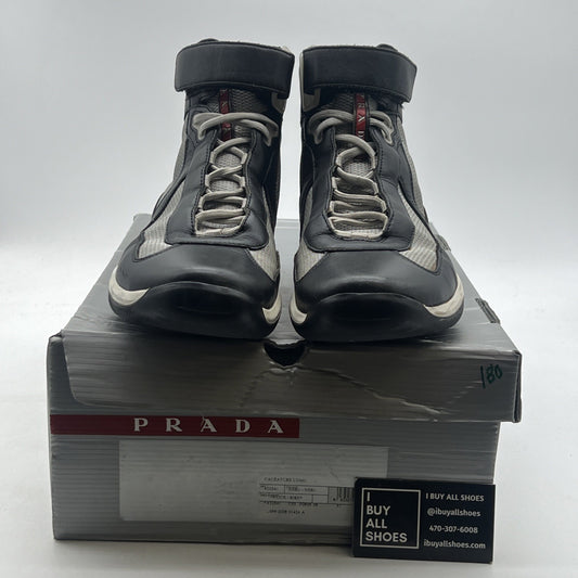 Size 9.5P - Prada American Cup Sneaker High Top Nero/ Argento