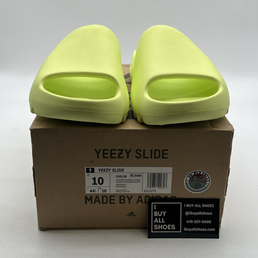 Size 10 - Adidas Yeezy Men's Slides Glow Green (GX6138)