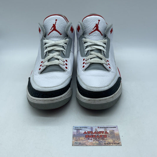 Size 12 - Air Jordan 3 Retro Fire Red White Leather Black Suede (136064-120)