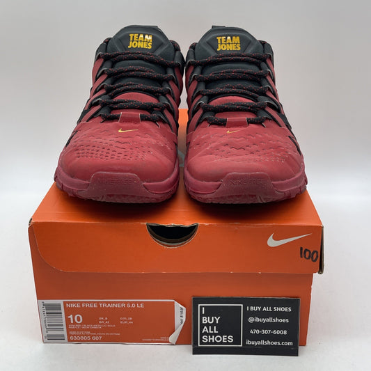 Size 10 - Nike Free Trainer 5.0 Team Jones Black Red Gold Suede (633805-607)