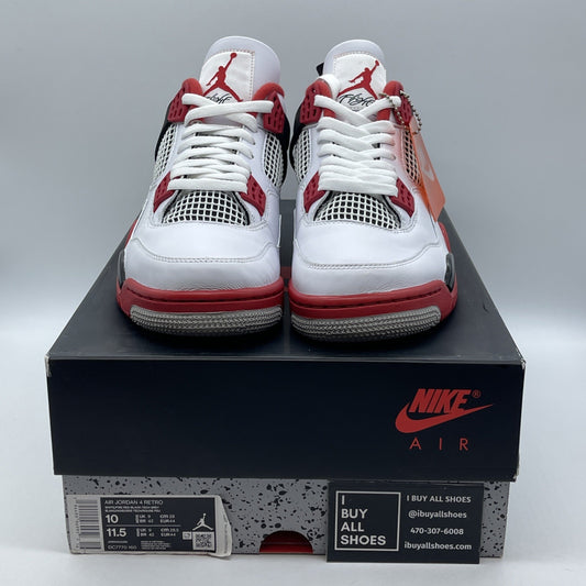 Size 10 - Jordan 4 Retro OG Mid Fire Red Black White Leather (DC7770-160)