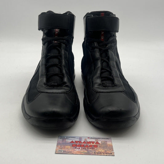 Size 11 - Prada Americas Cup Mens Hightop Sneakers Black