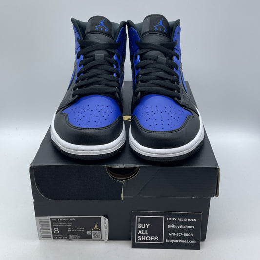 Size 8 - Jordan 1 Mid Hyper Royal Black Blue Leather (554724-077)