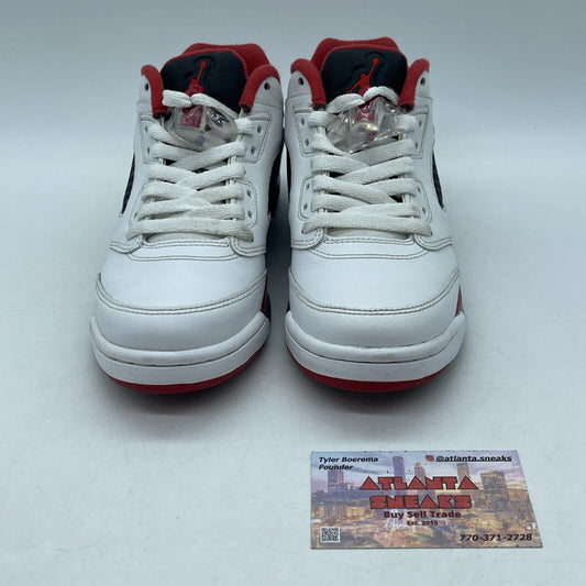 Size 4.5Y- Air Jordan 5 Retro 2016 Low Fire Red Black White Leather (314338-101)
