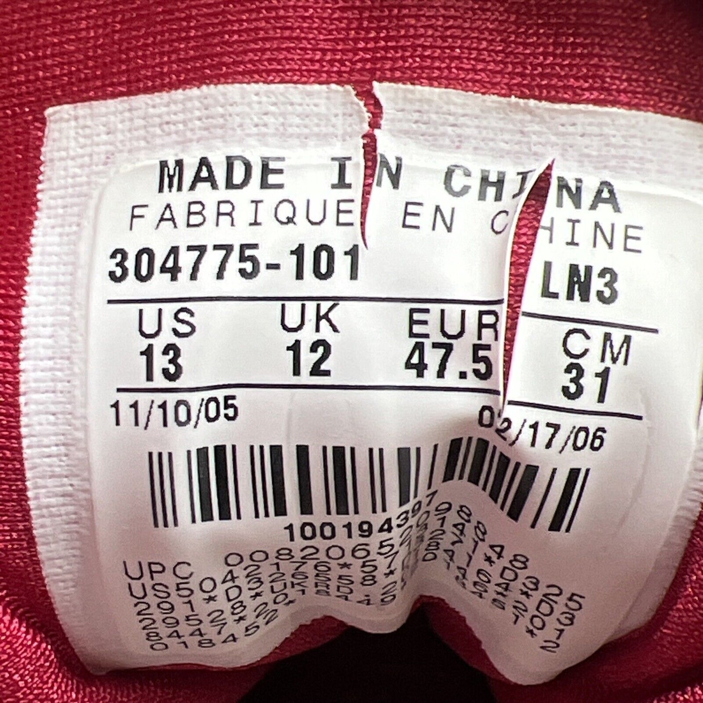 Size 13 - Air Jordan 7 Retro 2006 Cardinal (304775-101)