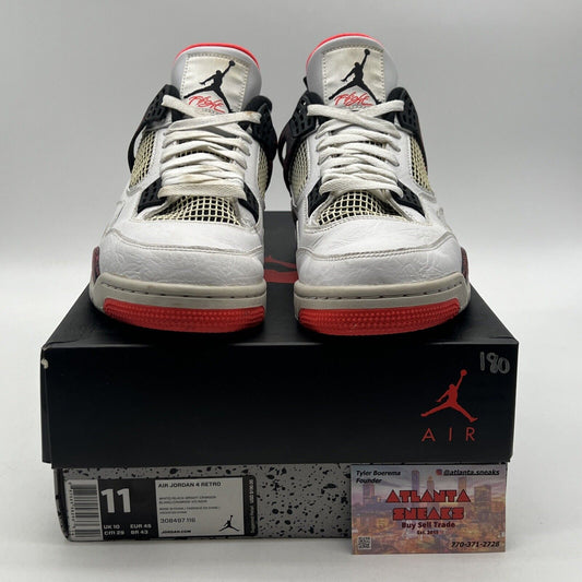 Size 11 - Jordan 4 Retro Pale Citron, Bright Crimson 2019 White (308497-116)