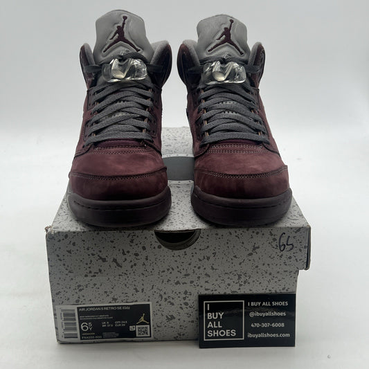 Size 6.5Y - Air Jordan 5 Retro SE 'Burgundy' Grey Suede Leather (FN4233-600)