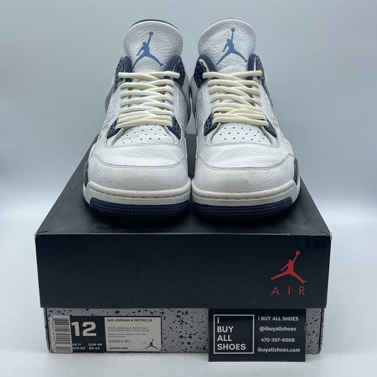 Size 12 - Air Jordan 4 Retro LS Columbia White Blue Leather (314254-107)