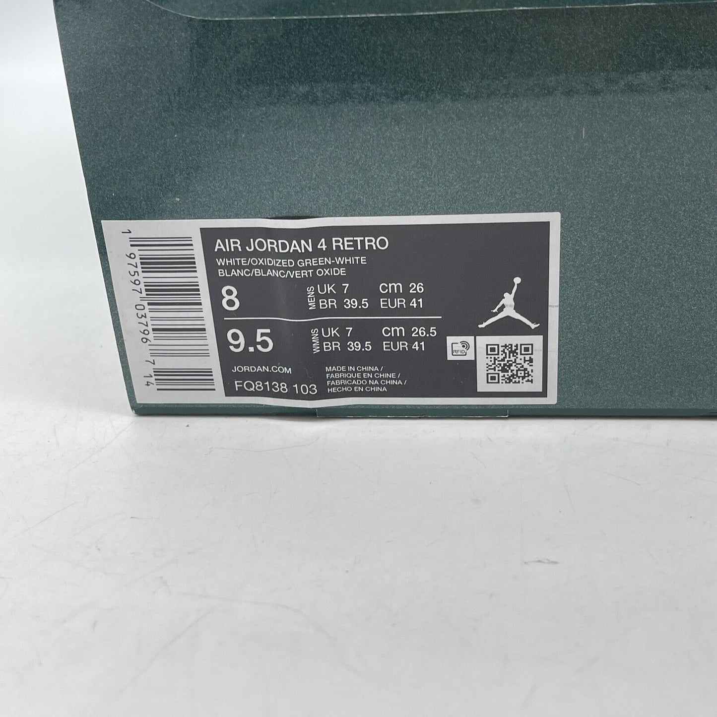 Size 8 - Air Jordan 4 Retro Oxidized Green White Leather (FQ8138-103)