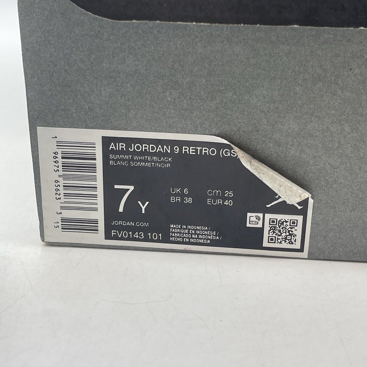 Size 7Y - Air Jordan 9 Retro GS Summit White Black Powder Blue (FV0143-101)