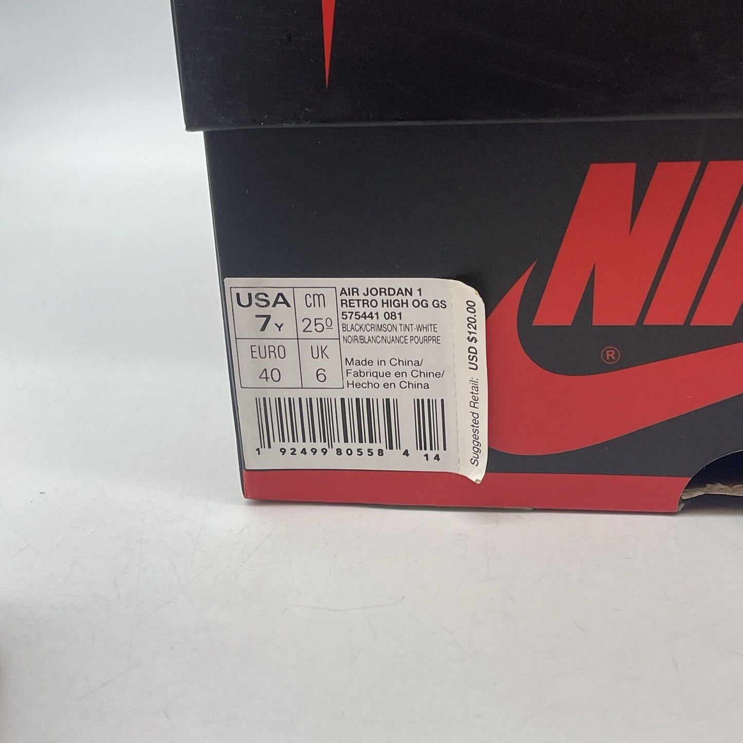 Size 7Y - Air Jordan 1 High Crimson Tint Pink Black Leather (575441-081)