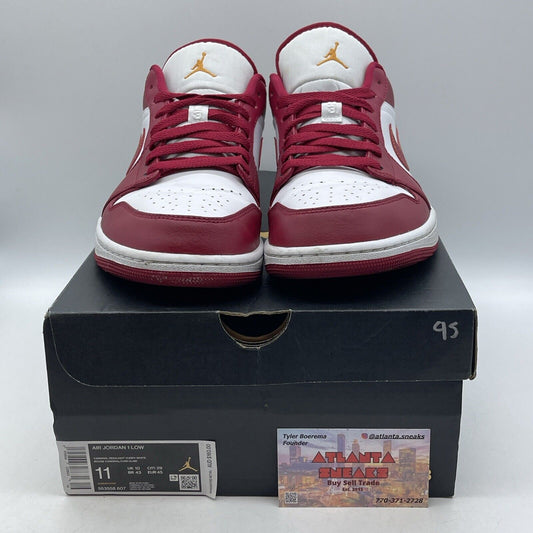 Size 11 - Jordan 1 Low Cardinal Red 2022 White Yellow Leather (553558-607)