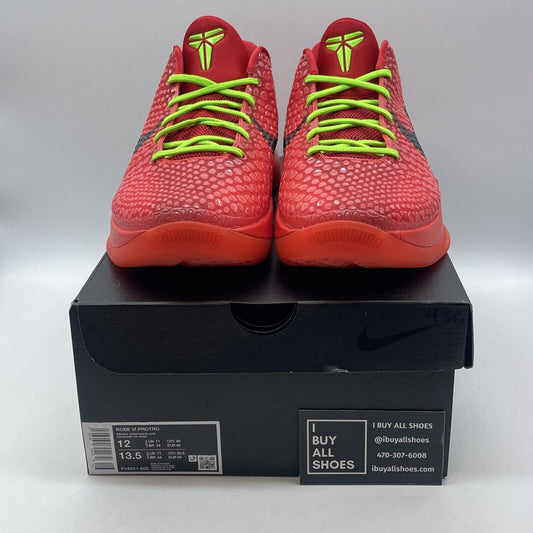 Size 12 - Nike Kobe 6 Protro Low Reverse Grinch Black Red Leather (FV4921-600)