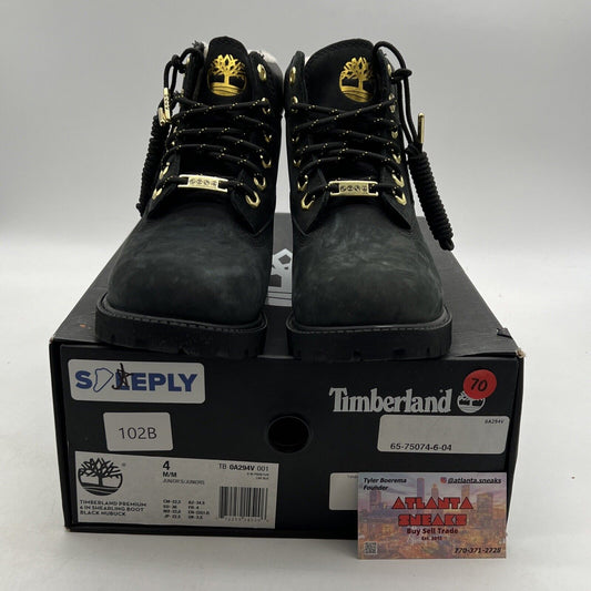 Size 4 - Timberland 6 Inch Premium Youth Kids Black Leather Boots NIB (TB0A294V)