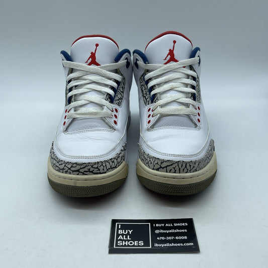 Size 9.5 - Jordan 3 Retro OG Mid True Blue Grey White Suede Leather (854262-106)