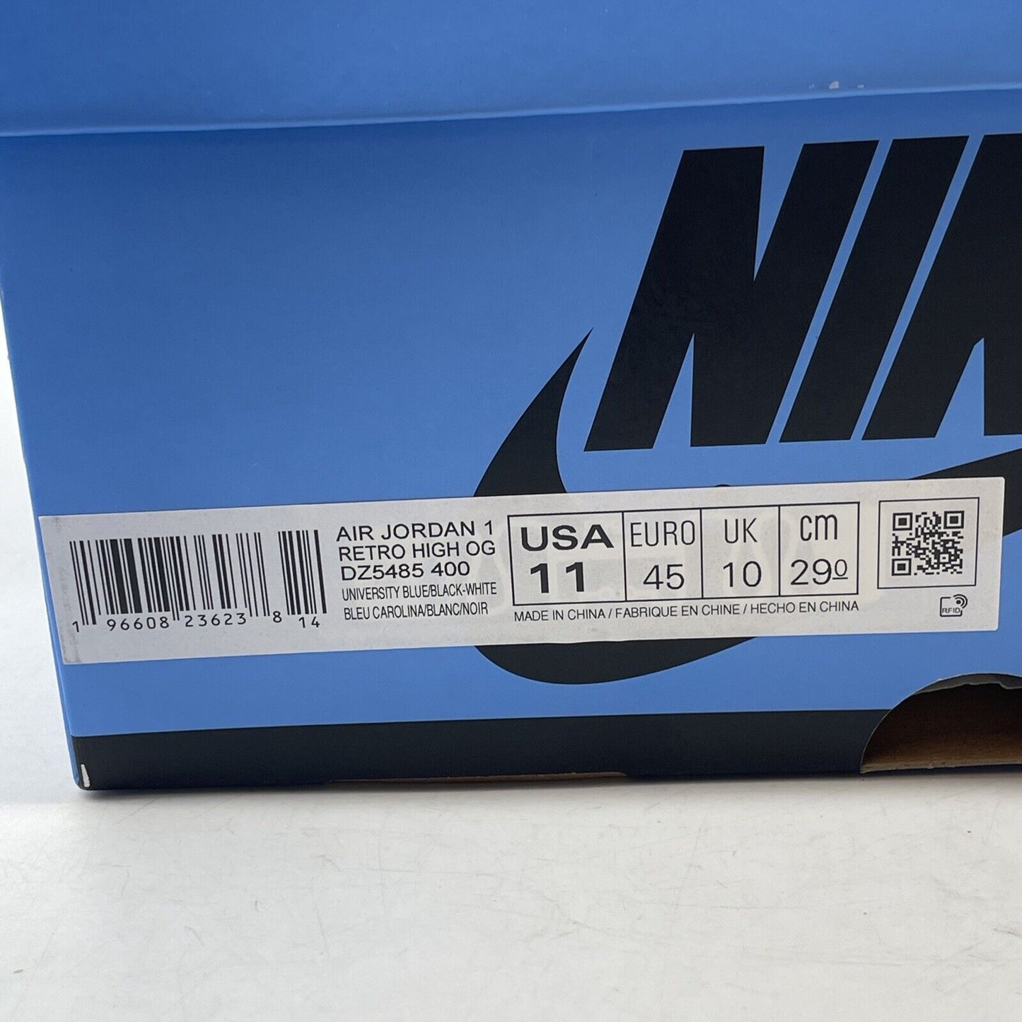 Size 11 - Jordan 1 Retro OG High UNC Toe White Black Blue Leather (DZ5485-400)