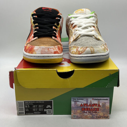 Size 9.5 - Nike SB Dunk Low Street Hawker 2021 Red Yellow Silver (CV1628-800)