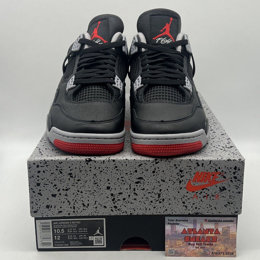 Size 10.5 - Air Jordan 4 Retro Bred Reimagined Black Red Grey Leather FV5029-006