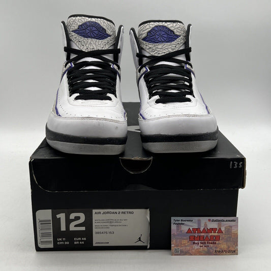 Size 12 - Air Jordan 2 Retro Concord Black White Leather (385475-153)