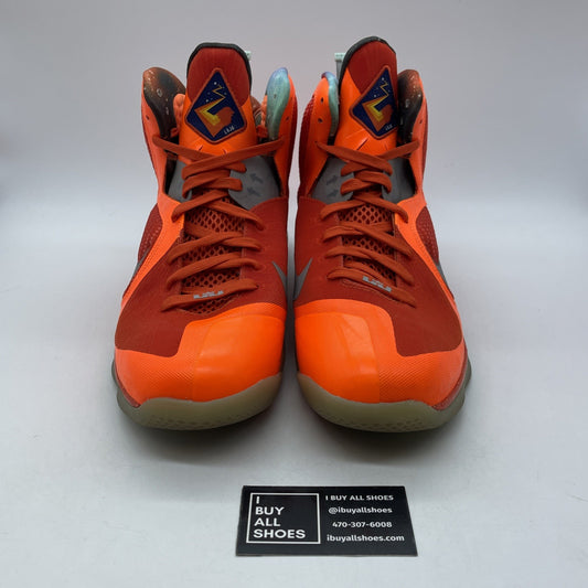 Size 13 - Nike LeBron 9 AS 2012 Big Bang Grey Orange Leather (520811-800)