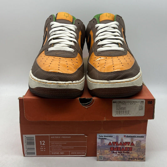 Size 12 - Nike Air Force 1 Premium Super Bowl Orange Brown Leather (312945-801)