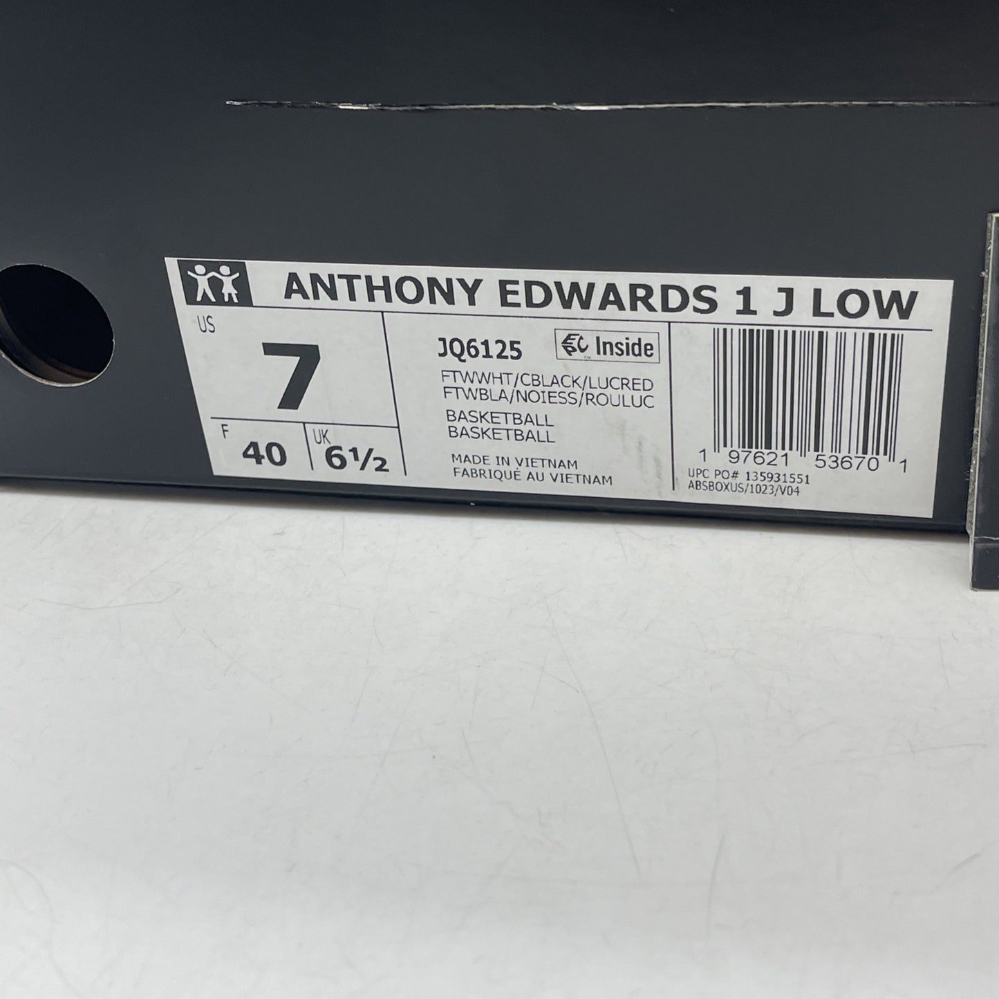 Size 7 - Adidas AE 1 Anthony Edwards LOW White Black Stormtrooper (JQ6140)