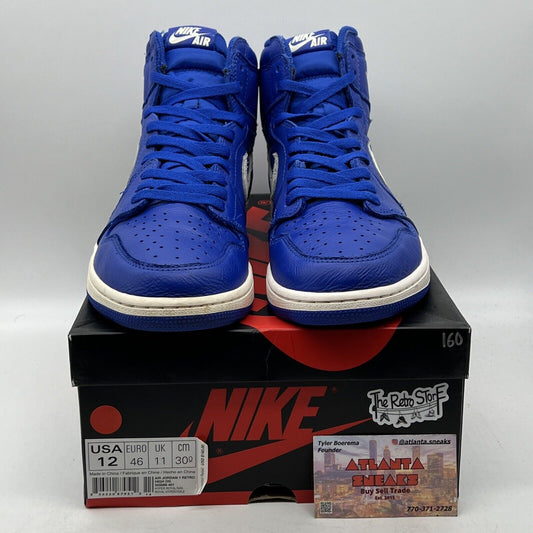Size 12 - Air Jordan 1 Retro OG High Hyper Royal Blue White Leather (555088-401)