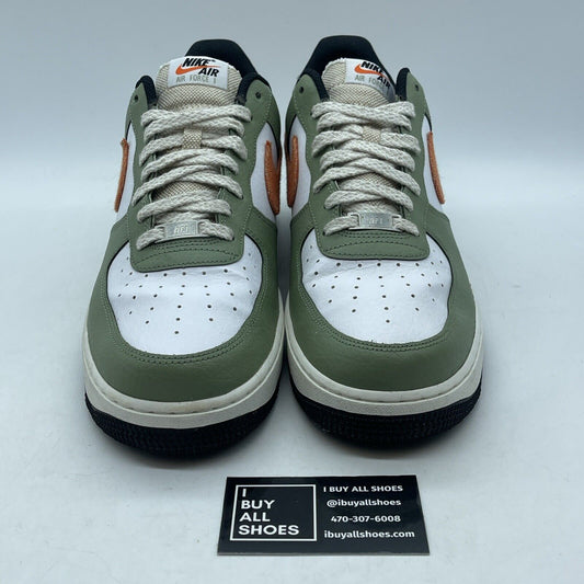 Size 12 - Nike Air Force 1 '07 Oil Green Orange White Leather (FD0758-386)