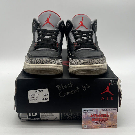 Size 10.5 - Jordan 3 Retro OG Mid Black Cement Grey White Leather (854262-001)