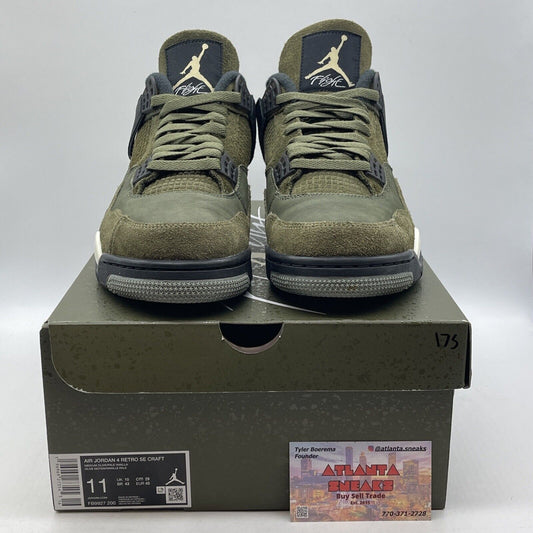 Size 11 - Jordan 4 SE Retro Low Craft - Olive White Black Suede (FB9927-200)