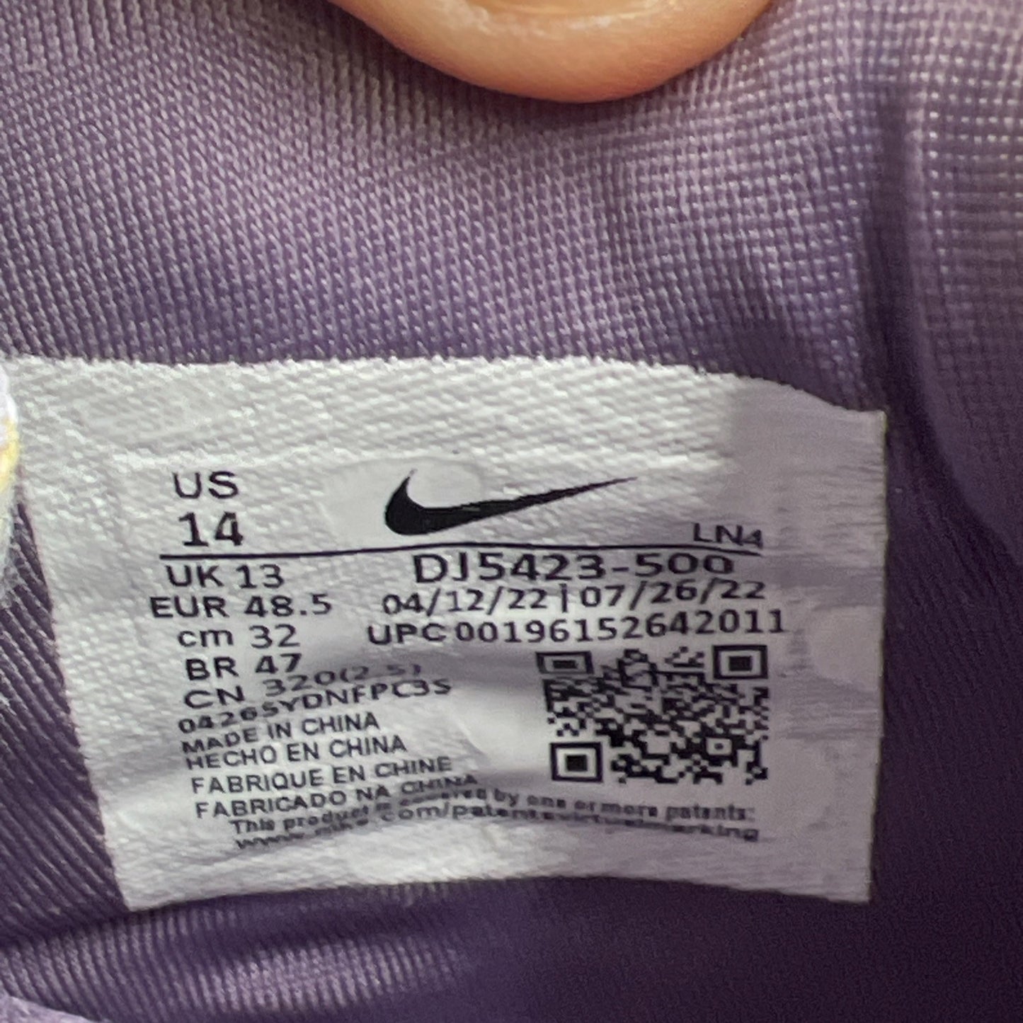 Size 14 - Nike LeBron 20 Low Purple And Gold (DJ5423-500)