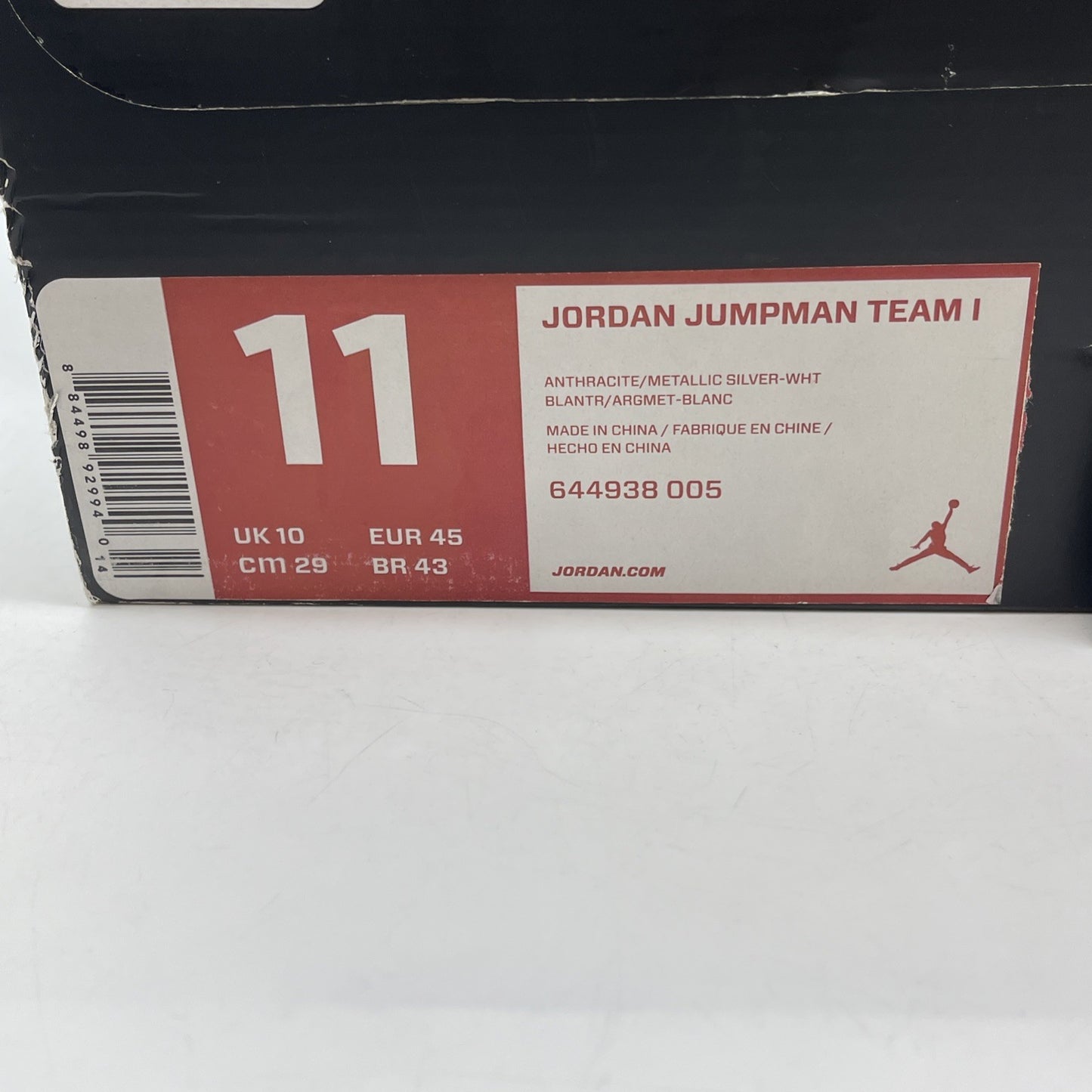 Size 11 - Jordan Jumpman Team 1 Anthracite Black Suede Leather (644938-005)