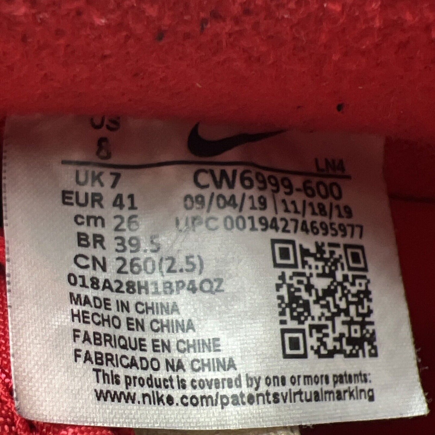 Size 8 - Nike Air Force 1 Low Triple Red (CW6999-600)