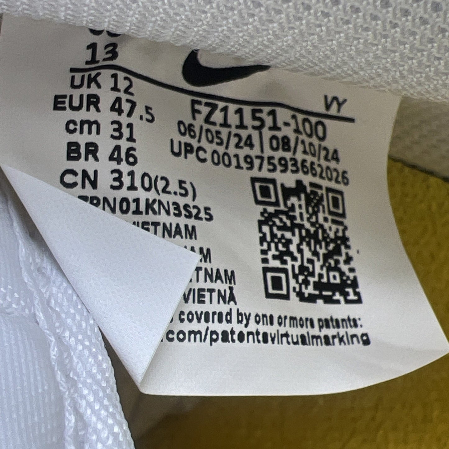 Size 13 - Nike Kobe Bryant x Air Force 1 Retro QS Low Lakers Home (FZ1151-100)