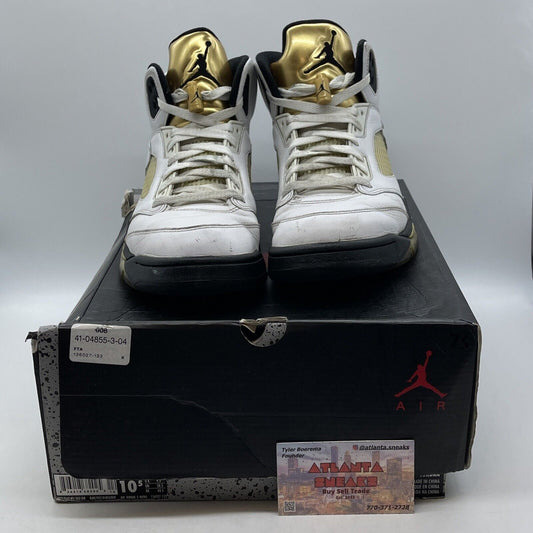 Size 10.5 - Air Jordan 5 Retro Olympic White Black Gold Leather (136027-133)