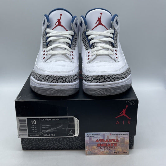 Size 10 - Air Jordan 3 Retro True Blue White Leather Grey Suede (136064-104)