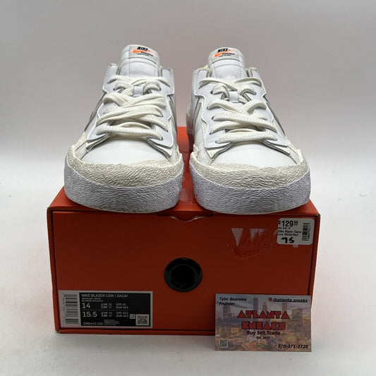 Size 14 - Nike sacai x Blazer Low White Patent (DM6443-100)