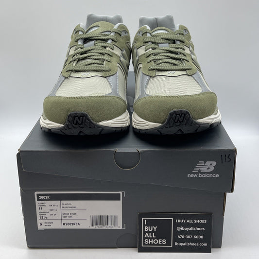 Size 10.5 - New Balance 2002R Dark Olivine Green Silver Suede Leather