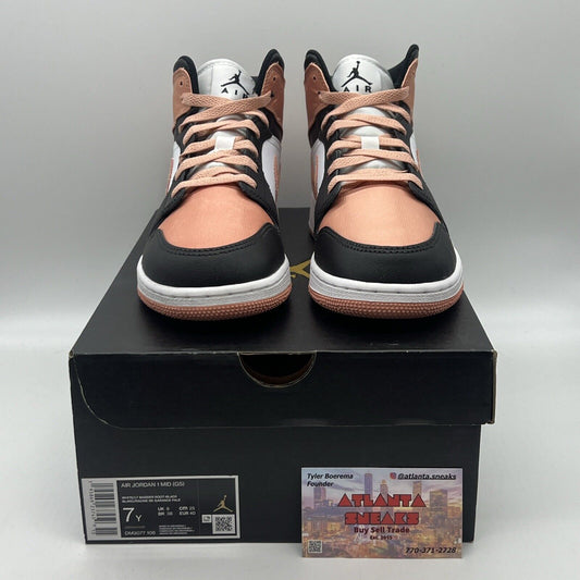 Air Jordan 1 Mid Madder Root Black Sneaker, Size 7Y Brand New Og All