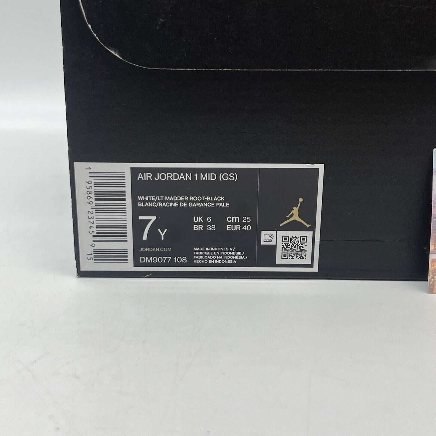 Air Jordan 1 Mid Madder Root Black Sneaker, Size 7Y Brand New Og All