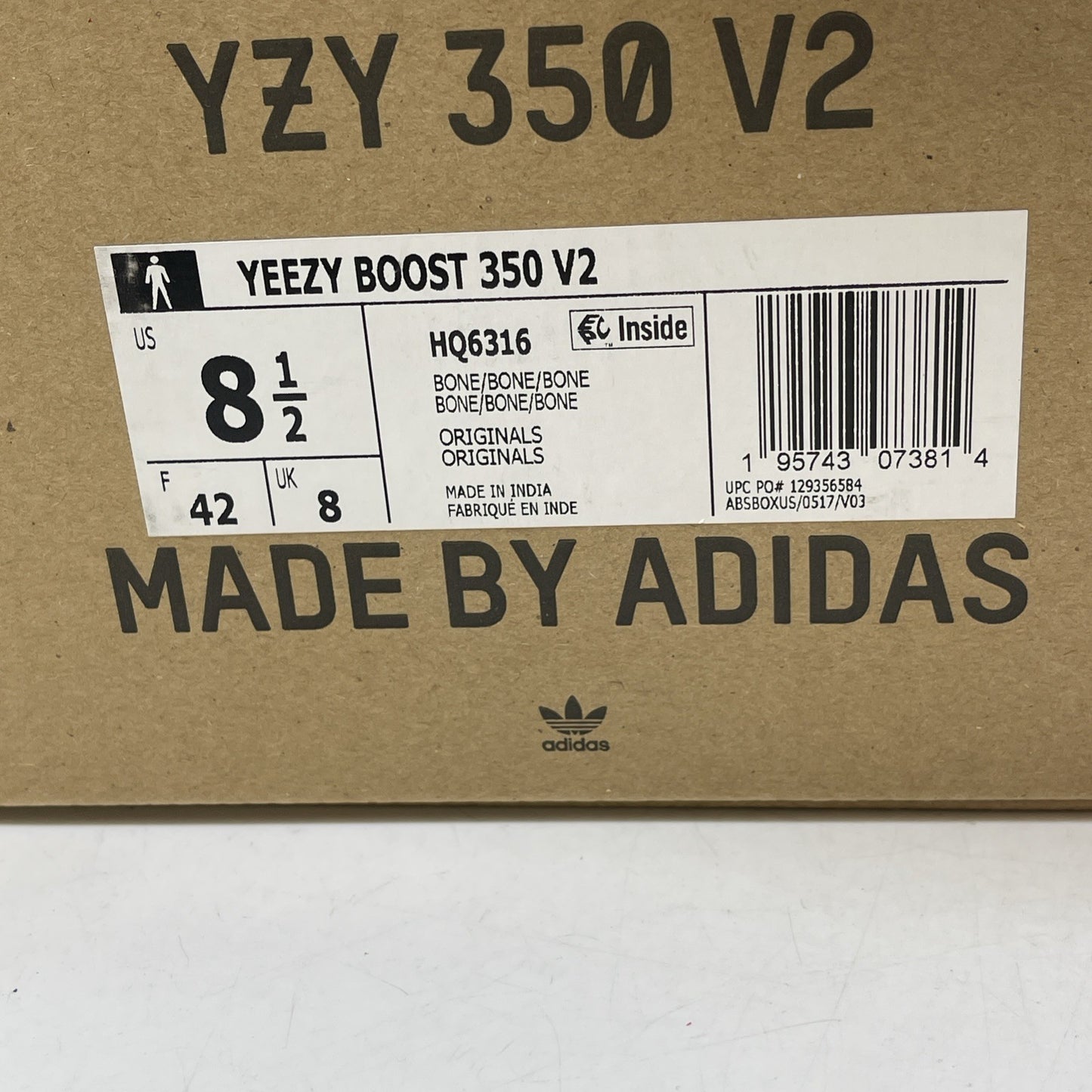 Size 8.5 - adidas Yeezy Boost 350 V2 Low Bone Suede (HQ6316)