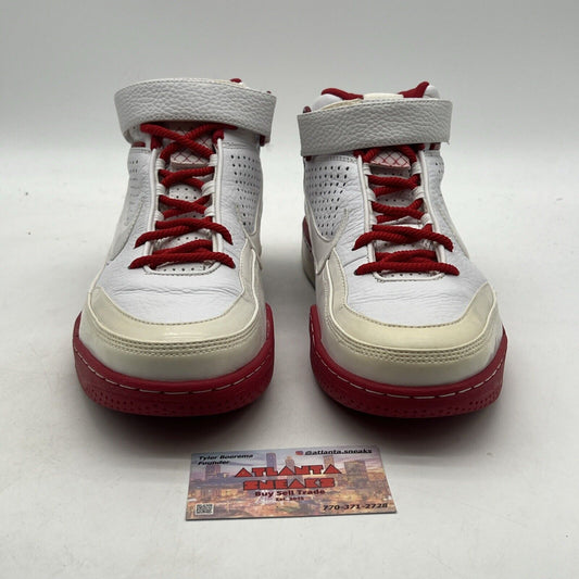Size 11-Nike Mens Shox Spotlight (315836-111) Mid Top White Red Basketball Shoes