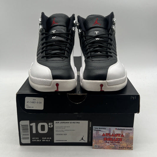 Size 10.5 - Air Jordan 12 Retro 2012 Playoff Black White Leather (130690-002)