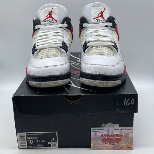 Size 10 - Jordan 4 Retro Mid Red Cement White Black Leather (DH6927-161)