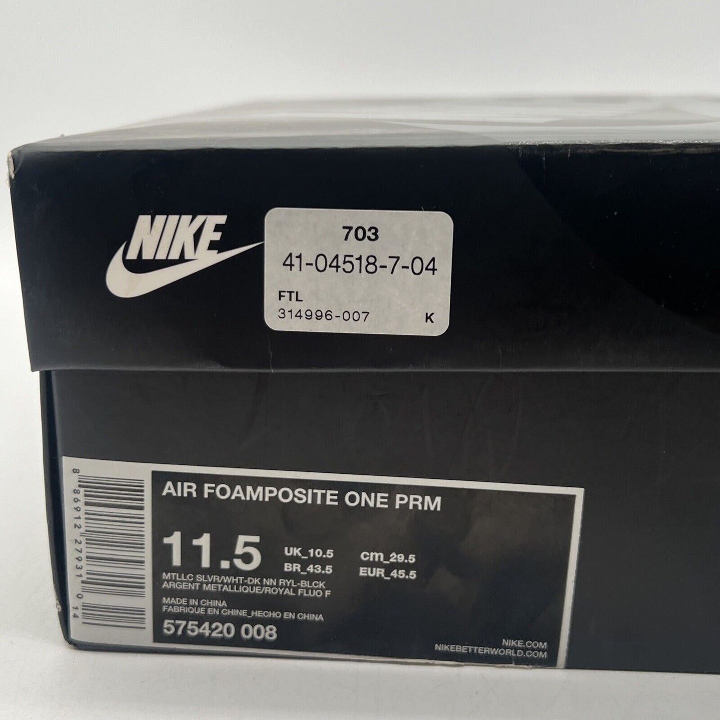 Size 11.5 - Nike Air Foamposite One PRM Blue Mirror (575420-008)