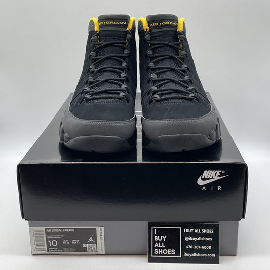 Size 10 - Jordan 9 Retro Black Yellow Grey Suede (CT8019-070)