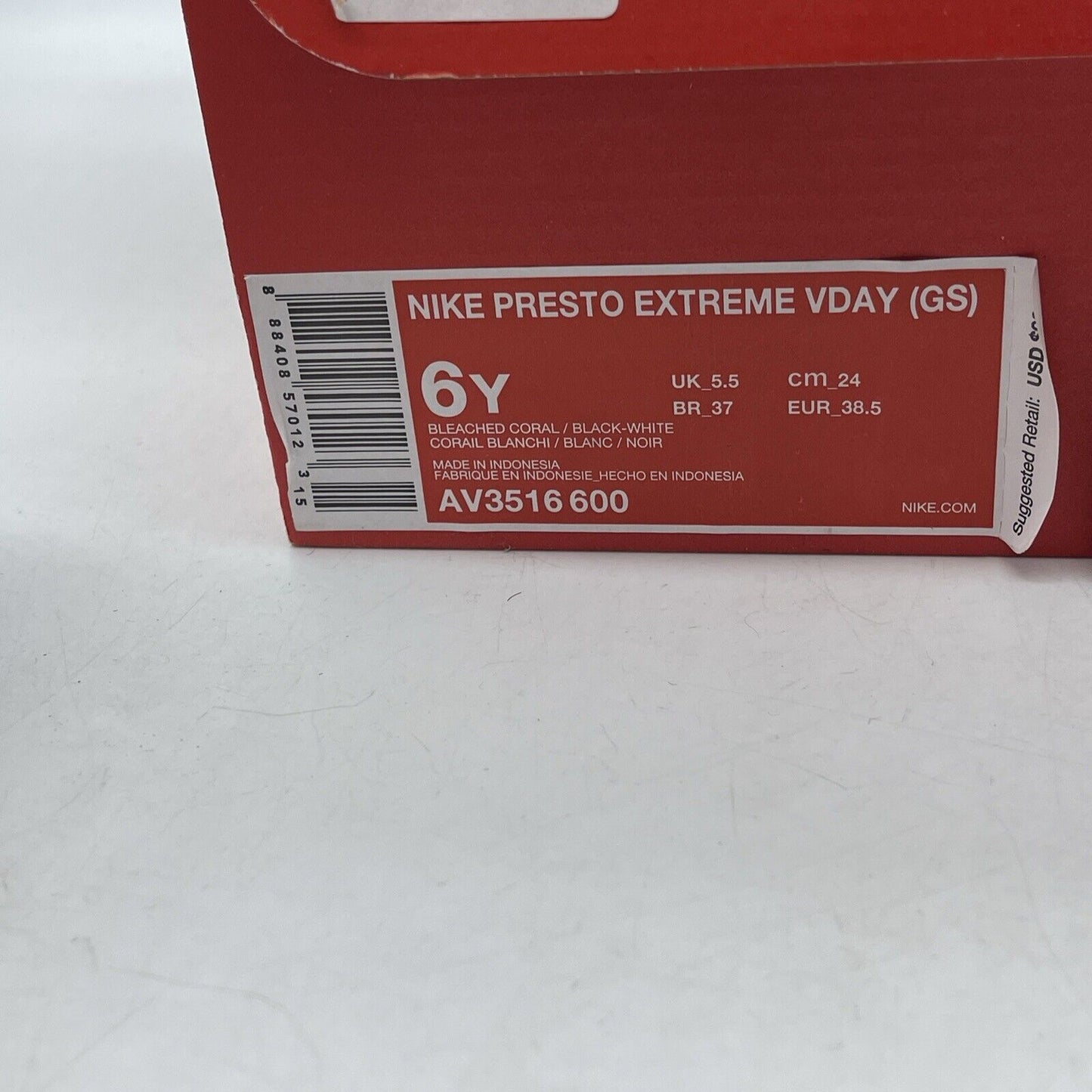 Size 6Y- Nike Presto Extreme VDay Valentines Day Pink Black Suede (AV3516-600)