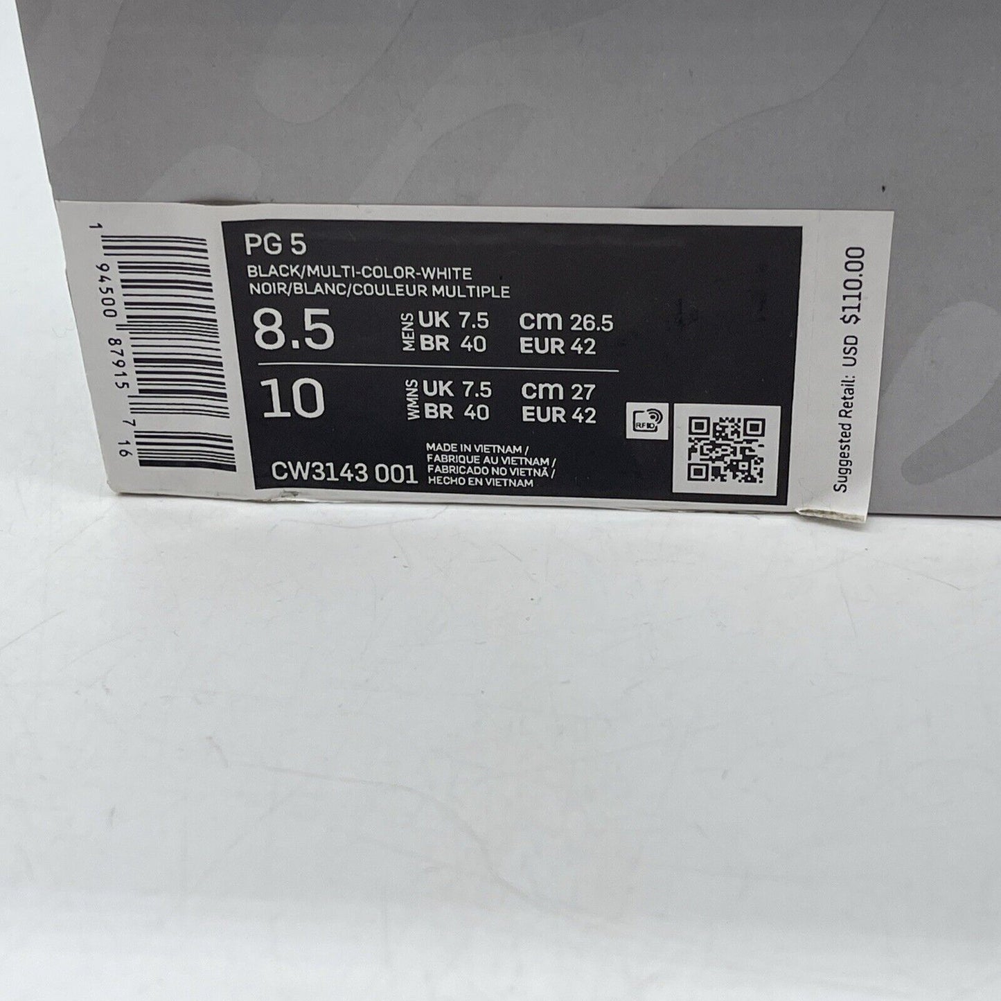 Size 8.5 - Nike PG 5 Black Suede Leather White Blue Orange (CW3143-001)