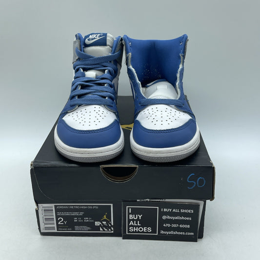 Size 2Y - Air Jordan 1 Retro OG High True Blue (FD1412-410)